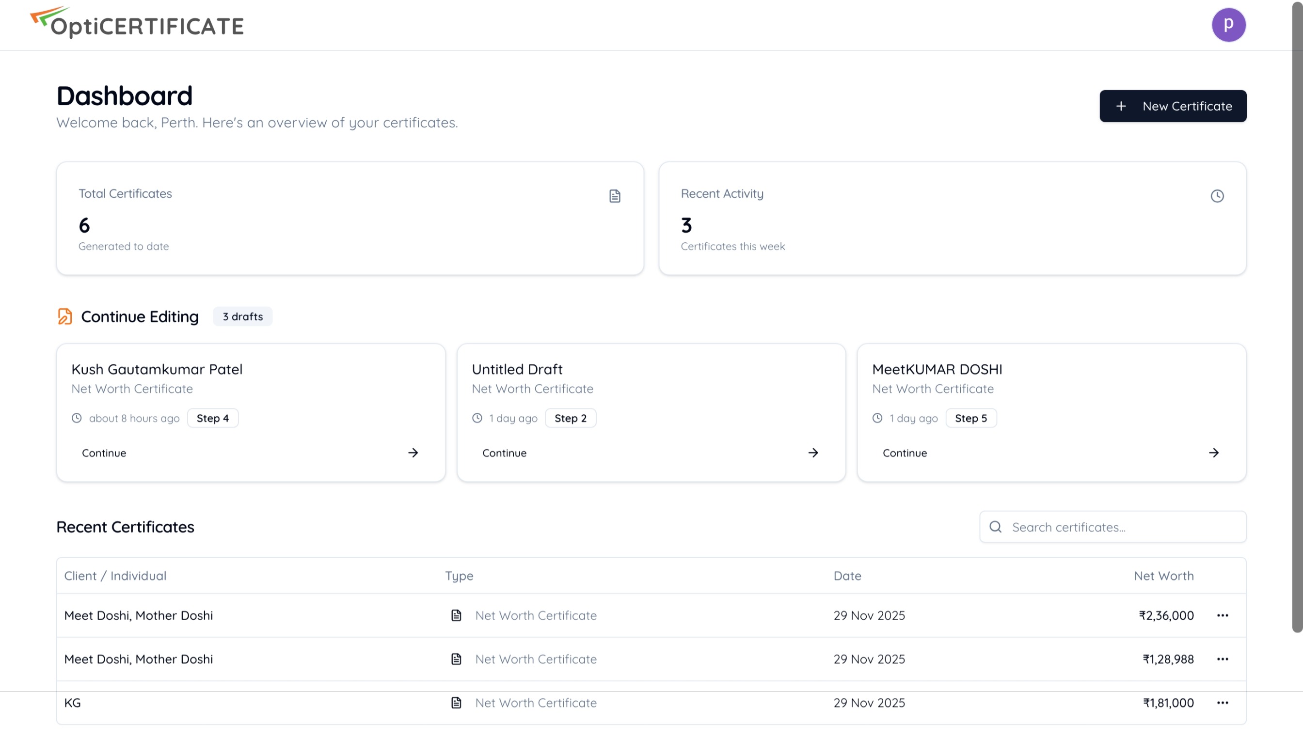 Certificate Generation